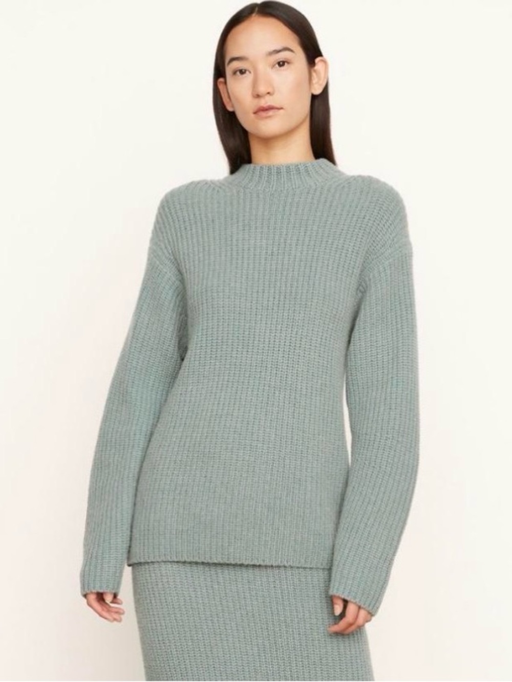 Vince Boxy Rib Mock Neck Wool & Yak Sweater